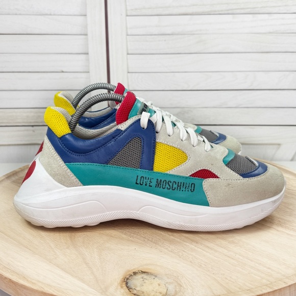 Love Moschino Scarpad Running 60 Sneakers Primary Multicolor Size 40 US 10 - Picture 11 of 11
